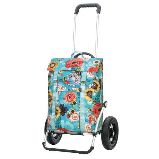 Andersen Shopper Manufaktur-Royal Shopper (Luft-Kugellagerrad 25 cm) Basil Bloom blau-www.shopping-trolley.ch-bild1