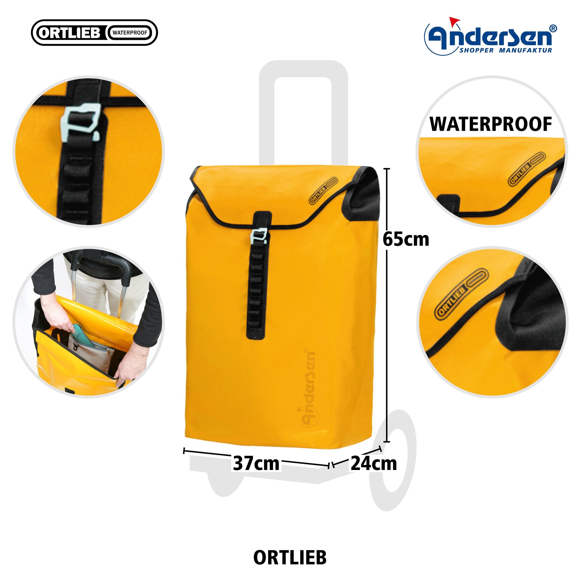 Andersen Shopper Manufaktur-Royal Shopper Plus (Kugellagerrad 25 cm) Ortlieb gelb-www.shopping-trolley.ch-bild3